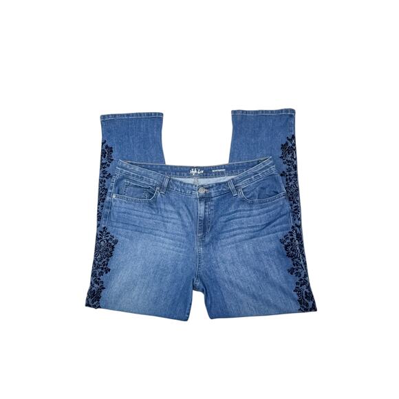 Style & Co Floral Damask Flocked Boyfriend Jeans - 14 - Picture 1 of 9